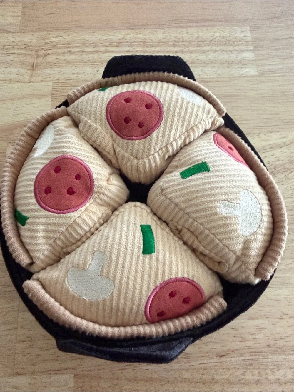 Lambwolf Collective Dog Toy Pizza Slice Set in Beige with Pink Toppings
